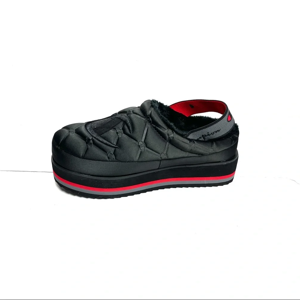 Champion Hot Stuff Platform Slippers Women’s Size 8 Lux‎ Black Slingback